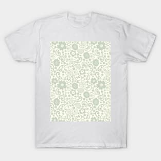 swedish kurbits Scandinavian folkart dala horse traditional vintage rosemaling sage green T-Shirt